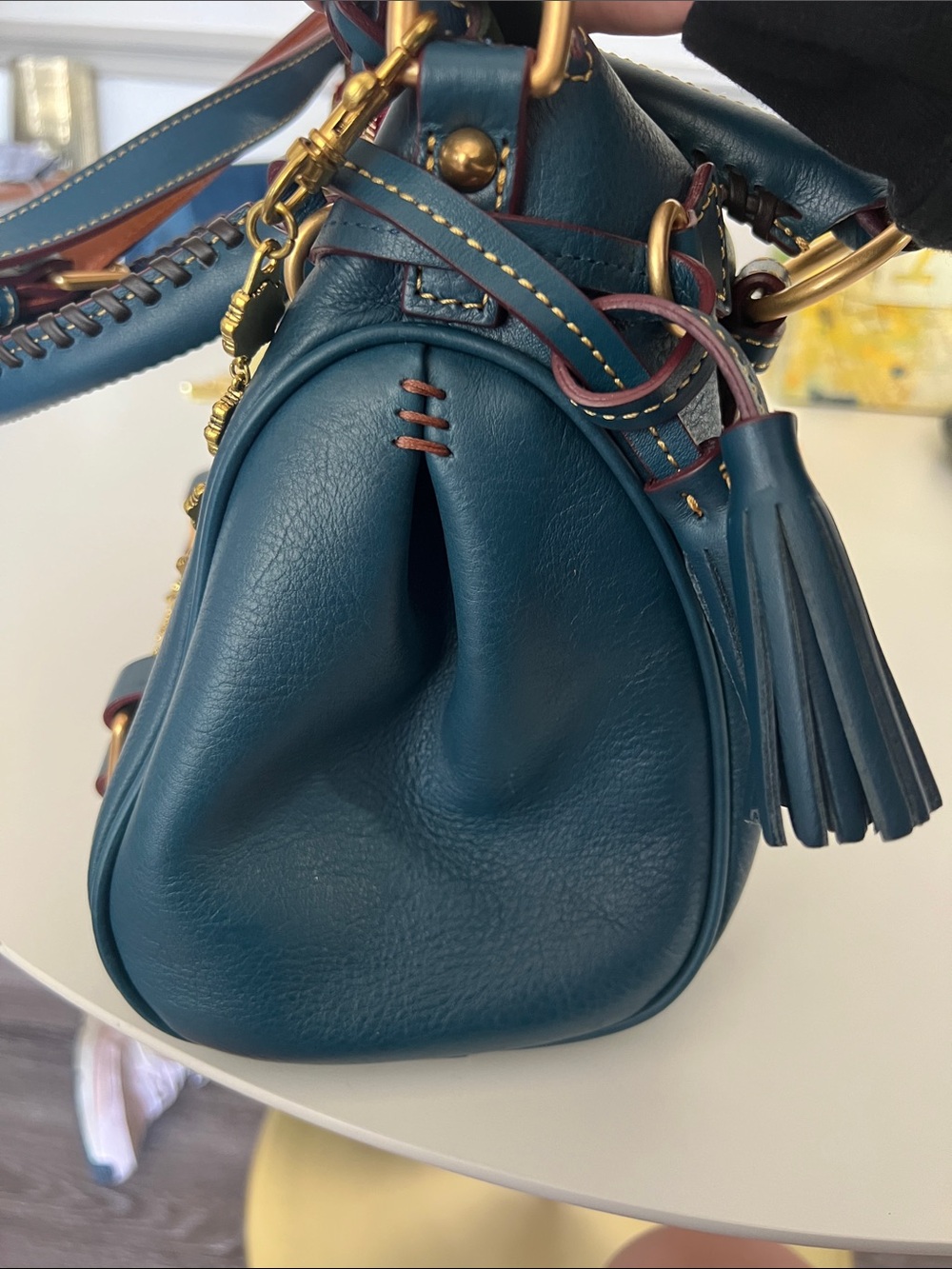 Dooney & Bourke Denim Leather Florentine Satchel with Gold Hardware - Picture 7 of 7